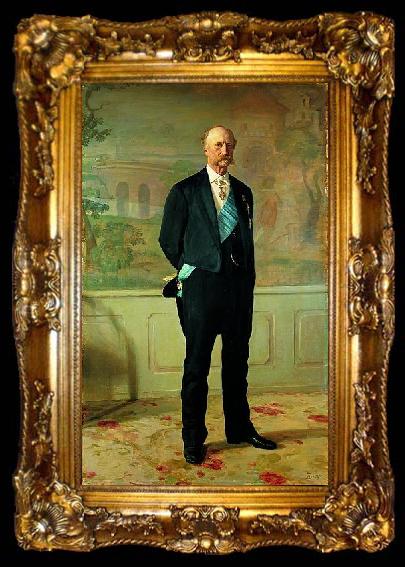 framed  August Jerndorff Portrait fo J.B.S. Estrup, former Danish prime minister, ta009-2